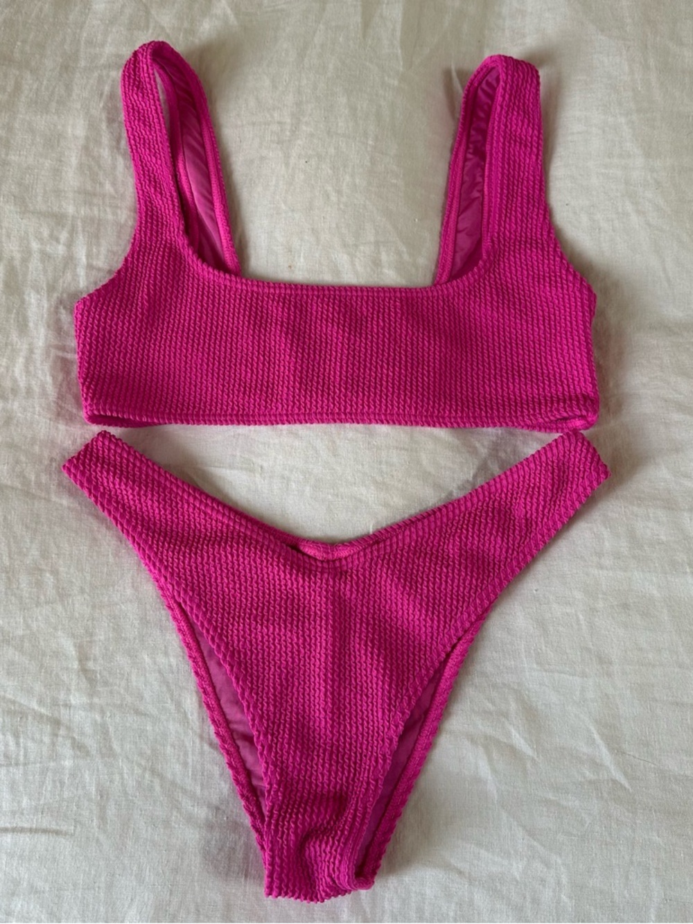 RVCA Grooves Texture Bikini Hot Pink Size Small